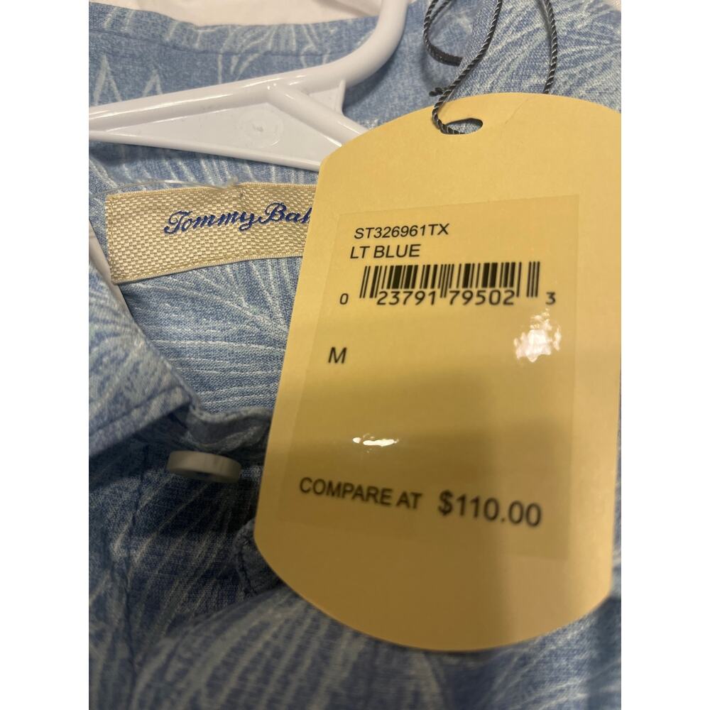 Tommy Bahama Tropical Hawaiian LT Blue Denim Shirt Size M 100 % Cotton - Picture 3 of 5